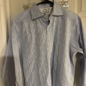 Robert Graham Knowledge Wisdom Truth Men's Shirt Blue White  Embossed Sz Medium
